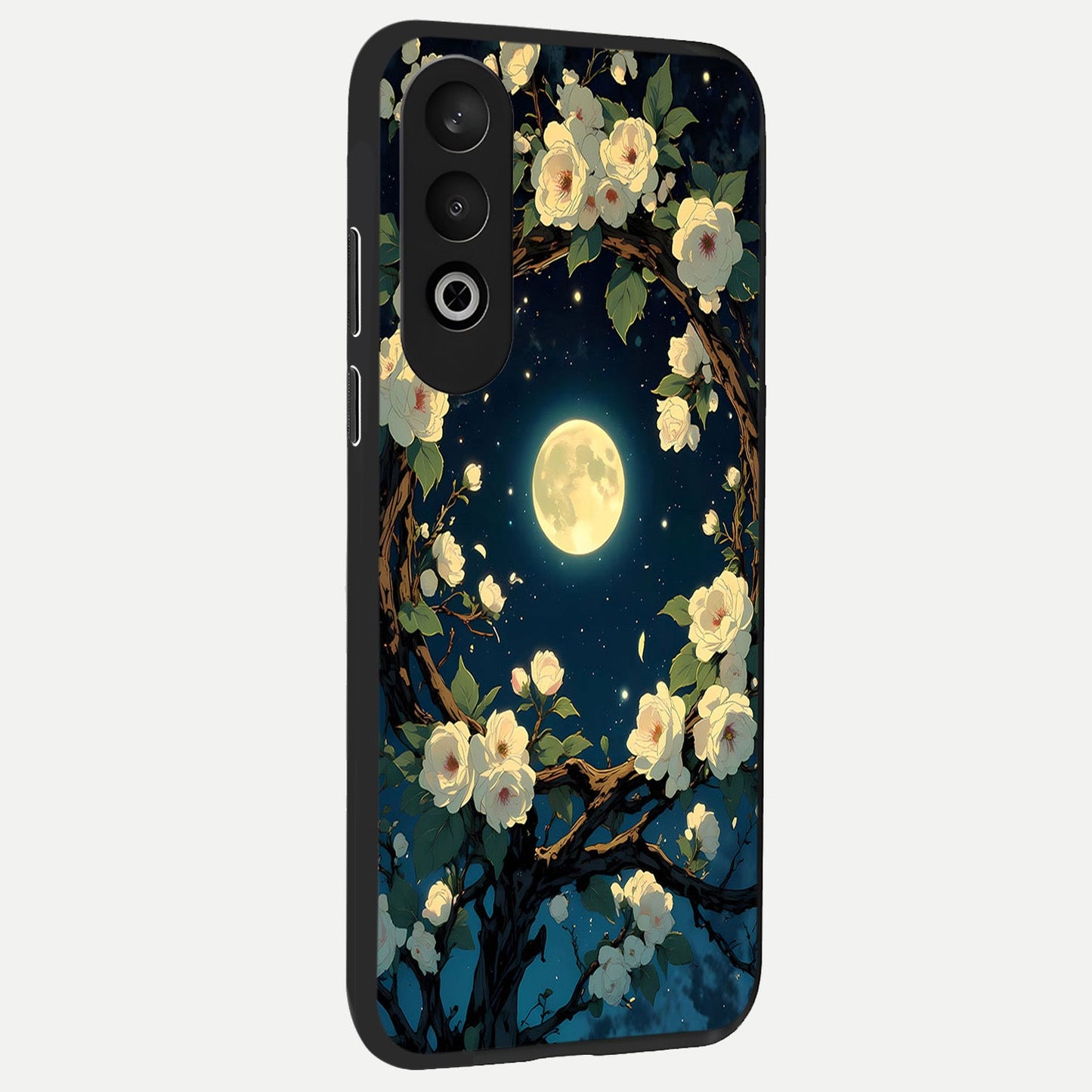 Celestial Moon And Flower back cover For Oneplus Nord CE4 slim fit glass case with vibrant aesthetic design
