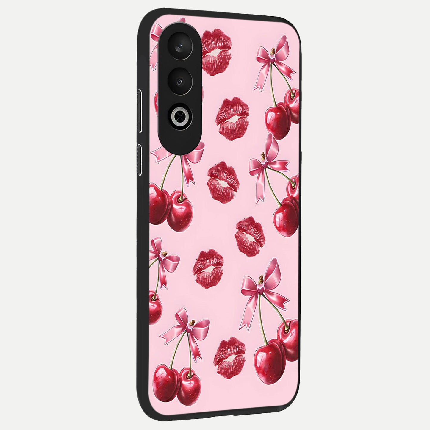 Cherry With Lips back cover For Oneplus Nord CE4 slim fit glass case with vibrant aesthetic design