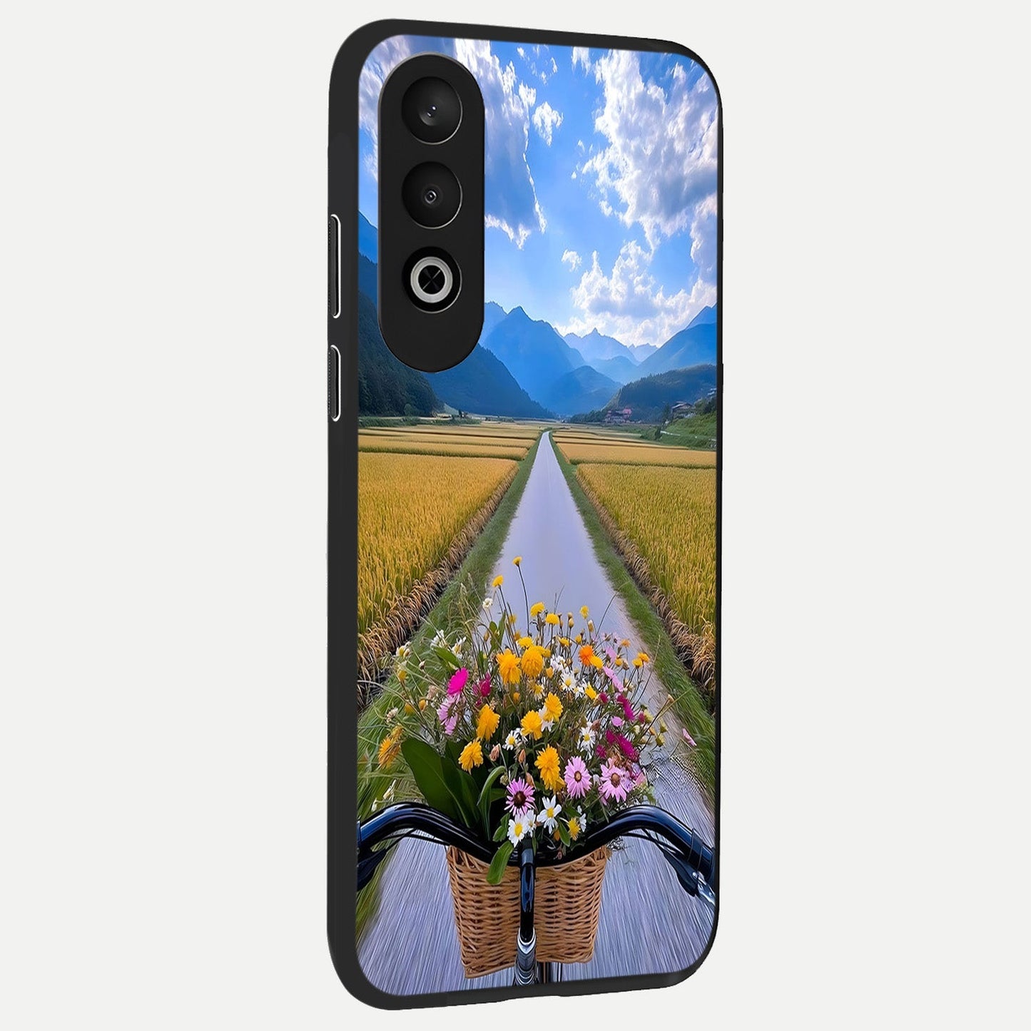 Golden Field Journey back cover For Oneplus Nord CE4 slim fit glass case with vibrant aesthetic design