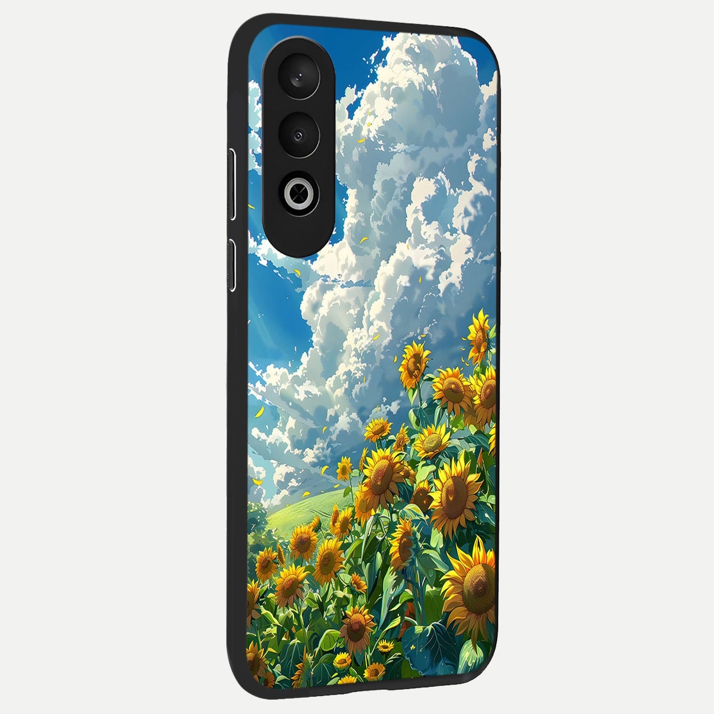 Golden Sun Glory back cover For Oneplus Nord CE4 slim fit glass case with vibrant aesthetic design