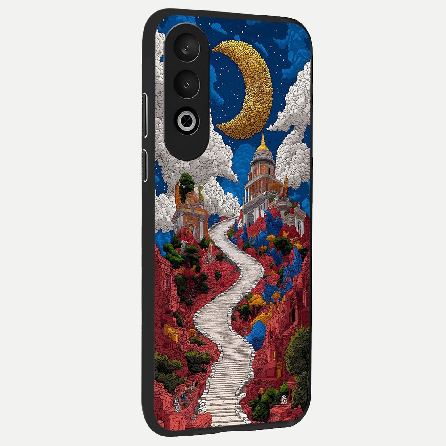 Heavenly Moon Path back cover For Oneplus Nord CE4 slim fit glass case with vibrant aesthetic design