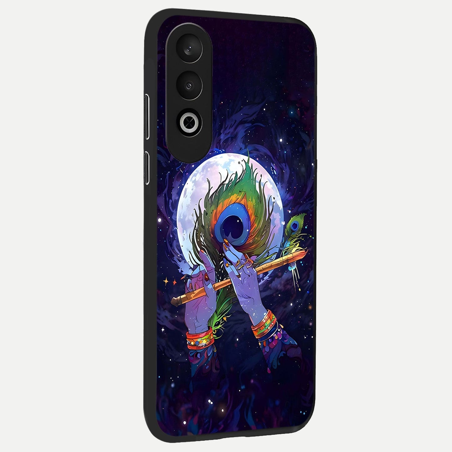 Krishna Hands Art back cover For Oneplus Nord CE4 slim fit glass case with vibrant aesthetic design