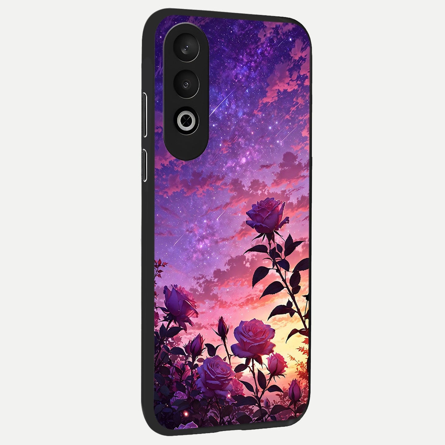 Starlit Rose Twilight back cover For Oneplus Nord CE4 slim fit glass case with vibrant aesthetic design