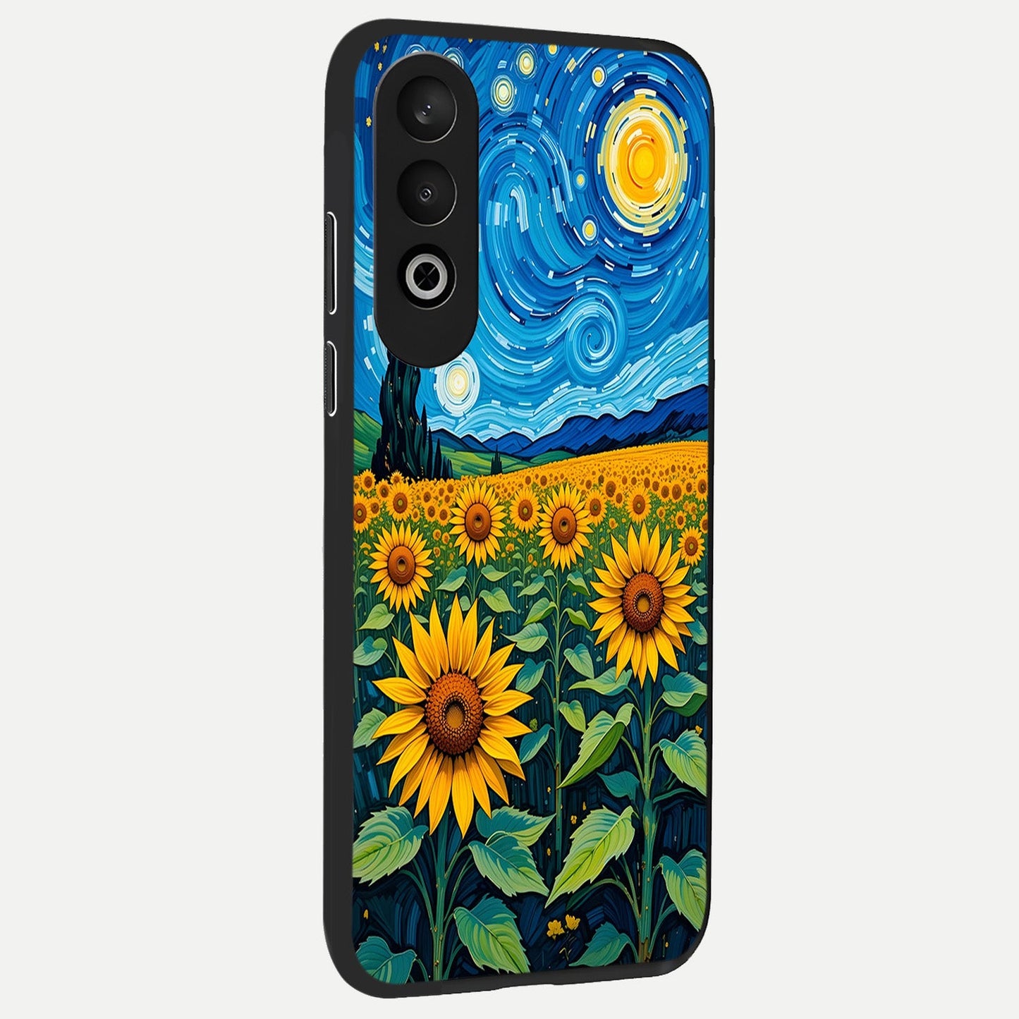 Starry Sunflower Dreams back cover For Oneplus Nord CE4 slim fit glass case with vibrant aesthetic design
