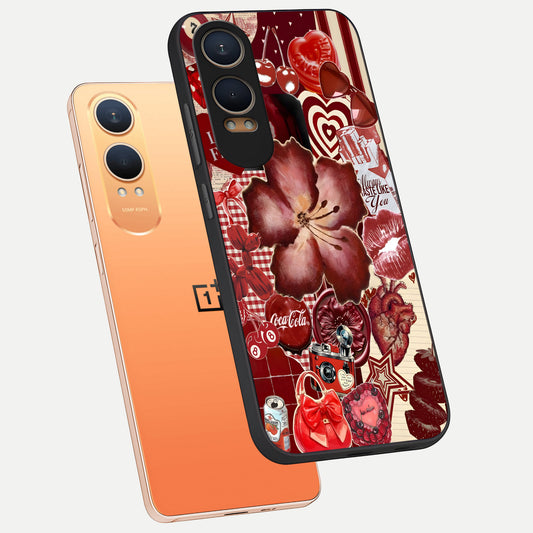 Aesthetic Little Freak phone case For Oneplus Nord CE4 Lite showing premium glass back cover with detailed artwork