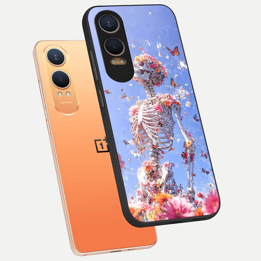 Bloom Beyond Bones phone case For Oneplus Nord CE4 Lite showing premium glass back cover with detailed artwork
