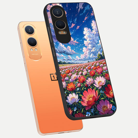 Blossom Sky Field phone case For Oneplus Nord CE4 Lite showing premium glass back cover with detailed artwork