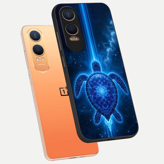 Blue Galaxy Turtle phone case For Oneplus Nord CE4 Lite showing premium glass back cover with detailed artwork