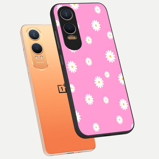 Bubblegum Daisy Pop phone case For Oneplus Nord CE4 Lite showing premium glass back cover with detailed artwork