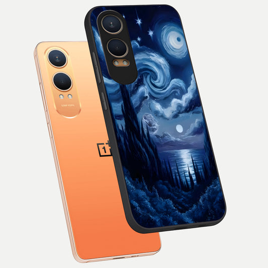 Celestial Dream Van Gogh phone case For Oneplus Nord CE4 Lite showing premium glass back cover with detailed artwork