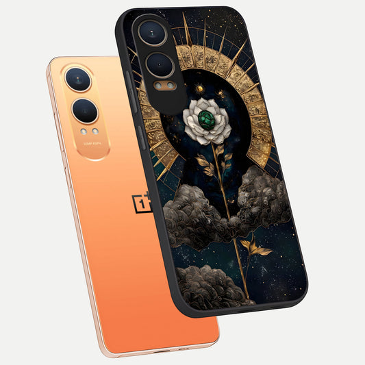 Celestial Lotus Morang phone case For Oneplus Nord CE4 Lite showing premium glass back cover with detailed artwork