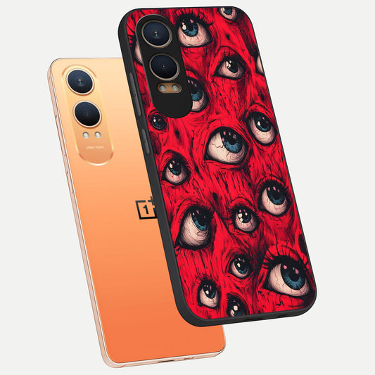 Crimson Watch Eyes phone case For Oneplus Nord CE4 Lite showing premium glass back cover with detailed artwork