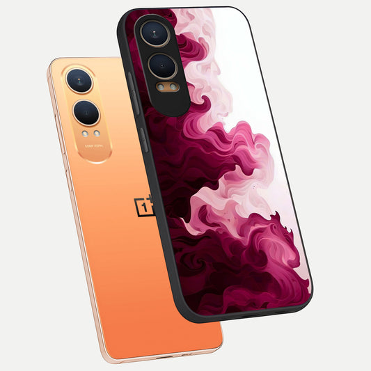 Crimson Wave Flow phone case For Oneplus Nord CE4 Lite showing premium glass back cover with detailed artwork