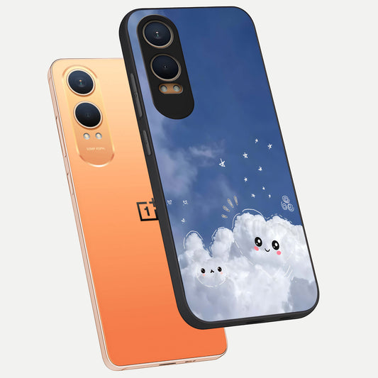 Cute Blossom Cloud phone case For Oneplus Nord CE4 Lite showing premium glass back cover with detailed artwork