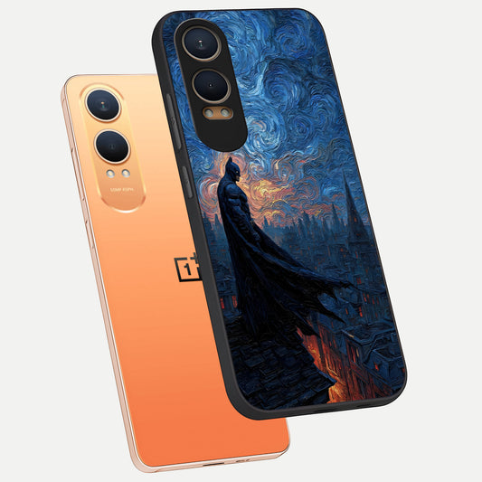 Dark Knight Dusk phone case For Oneplus Nord CE4 Lite showing premium glass back cover with detailed artwork