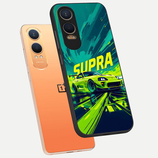 Electric Supra Thunder phone case For Oneplus Nord CE4 Lite showing premium glass back cover with detailed artwork