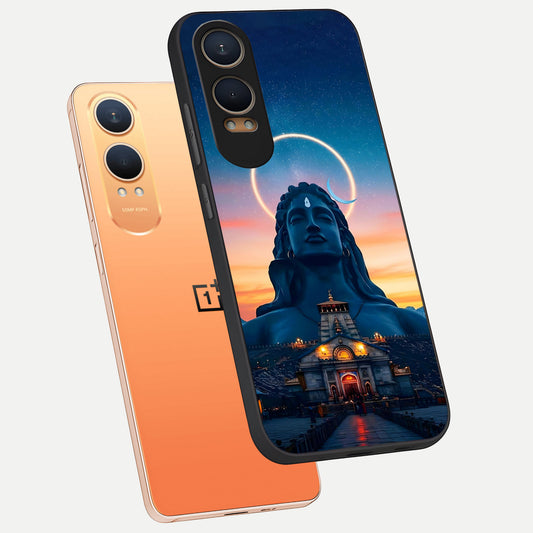 Eternal Shiva Aura phone case For Oneplus Nord CE4 Lite showing premium glass back cover with detailed artwork