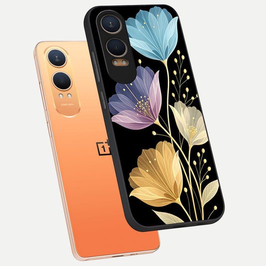 Flower Bloom Glow phone case For Oneplus Nord CE4 Lite showing premium glass back cover with detailed artwork