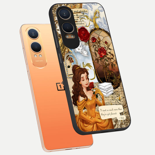 Golden Dream Belle phone case For Oneplus Nord CE4 Lite showing premium glass back cover with detailed artwork