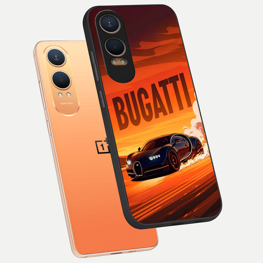 Inferno Bugatti Storm phone case For Oneplus Nord CE4 Lite showing premium glass back cover with detailed artwork