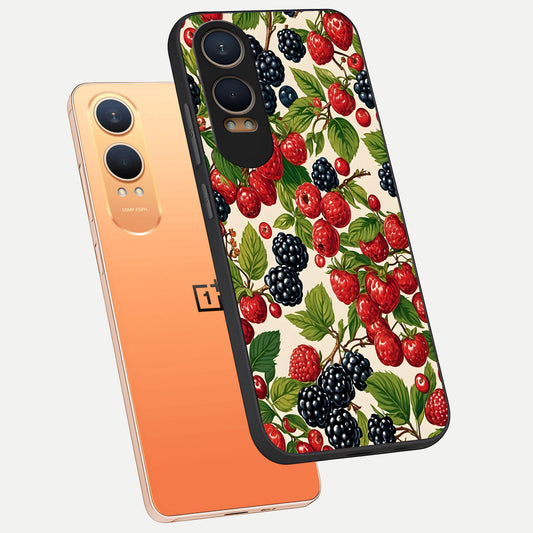 Mixed Berry Collage phone case For Oneplus Nord CE4 Lite showing premium glass back cover with detailed artwork