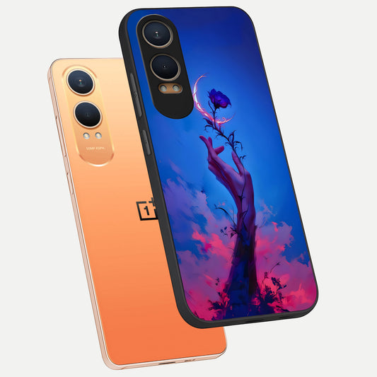 Mystic Hand phone case For Oneplus Nord CE4 Lite showing premium glass back cover with detailed artwork