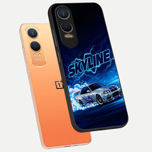 Neon Drift Beast phone case For Oneplus Nord CE4 Lite showing premium glass back cover with detailed artwork