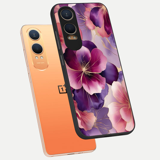 Pink Bouquet Florals phone case For Oneplus Nord CE4 Lite showing premium glass back cover with detailed artwork