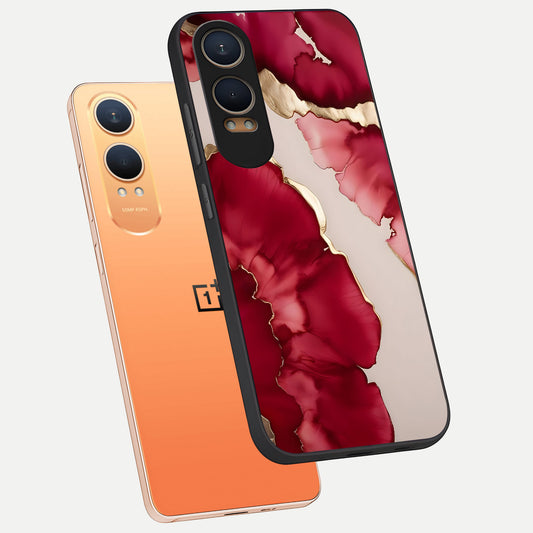 Pink And White Marble phone case For Oneplus Nord CE4 Lite showing premium glass back cover with detailed artwork