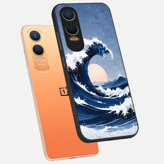 Rising Tide Power phone case For Oneplus Nord CE4 Lite showing premium glass back cover with detailed artwork