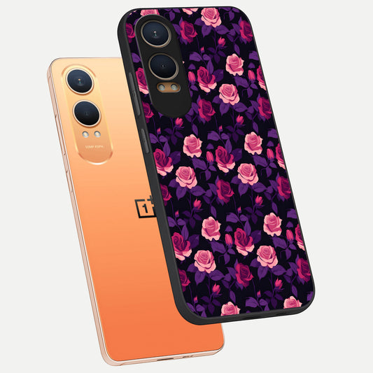 Rose Garden Twilight phone case For Oneplus Nord CE4 Lite showing premium glass back cover with detailed artwork