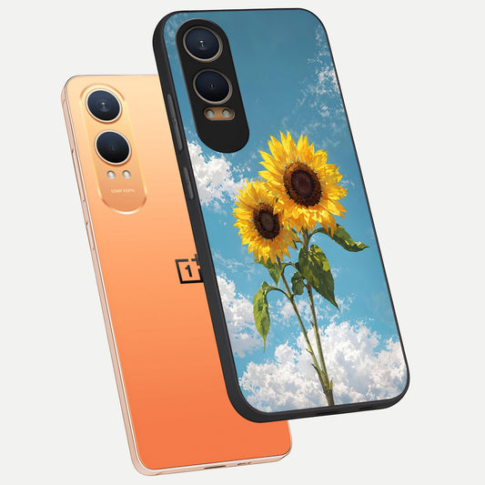 Sunlit Daisy Glow phone case For Oneplus Nord CE4 Lite showing premium glass back cover with detailed artwork