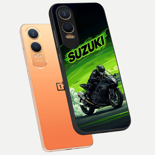Suzuki Speed Beast phone case For Oneplus Nord CE4 Lite showing premium glass back cover with detailed artwork