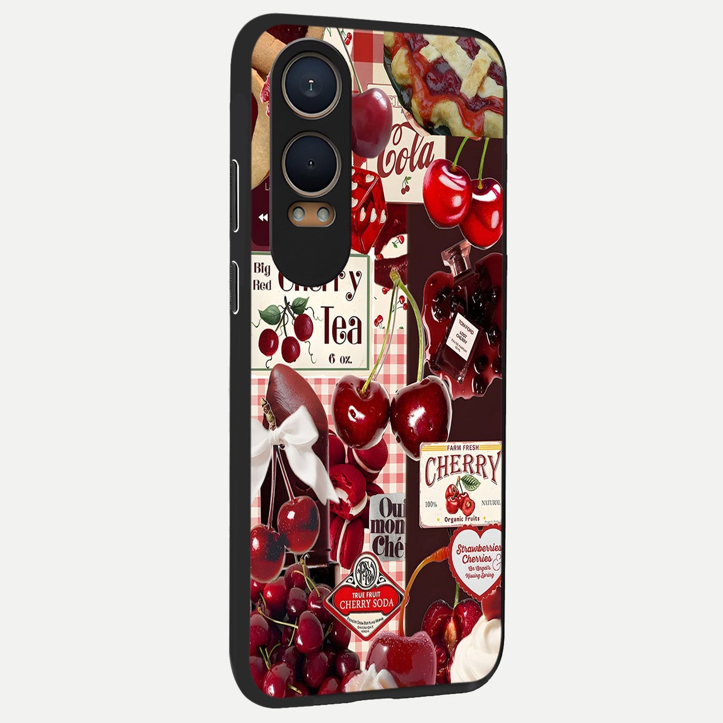 Aesthetic Cherry Tea back cover For Oneplus Nord CE4 Lite slim fit glass case with vibrant aesthetic design