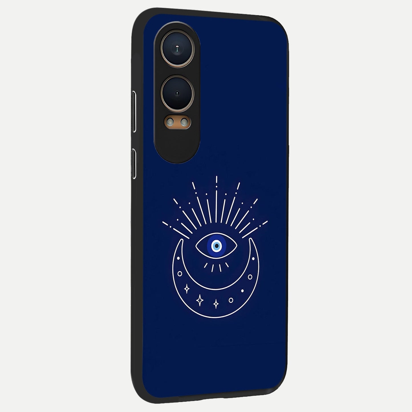 Blue Evil Eye back cover For Oneplus Nord CE4 Lite slim fit glass case with vibrant aesthetic design