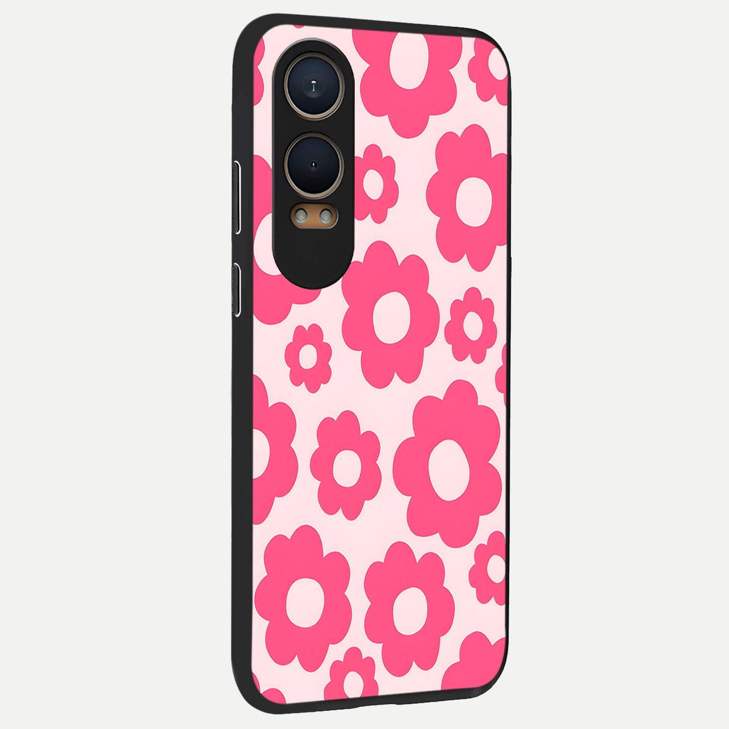 Blush Flower Pop back cover For Oneplus Nord CE4 Lite slim fit glass case with vibrant aesthetic design