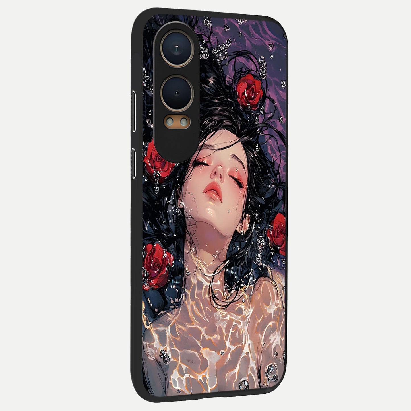 Crimson Rose Serenity back cover For Oneplus Nord CE4 Lite slim fit glass case with vibrant aesthetic design