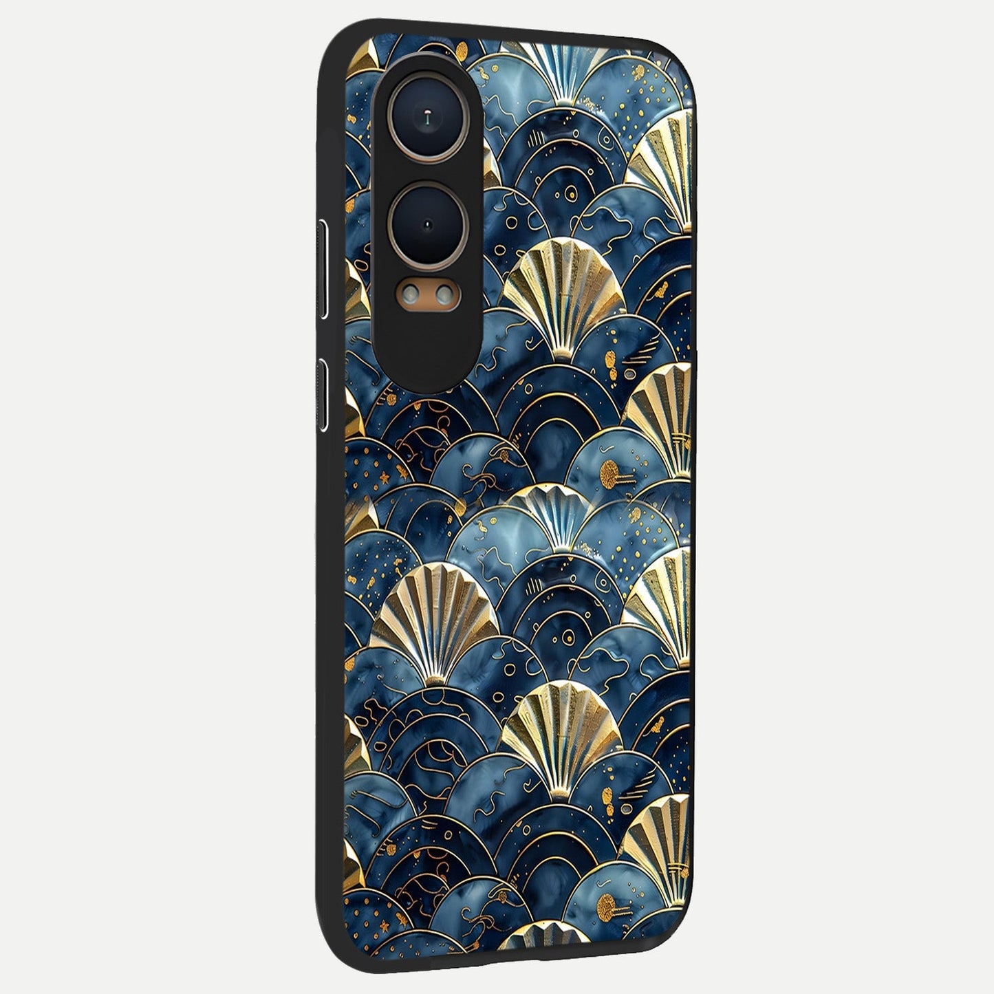 Golden Wave Luxe back cover For Oneplus Nord CE4 Lite slim fit glass case with vibrant aesthetic design