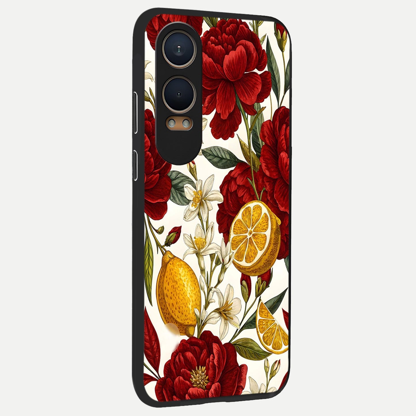 Lemon Rose Charm back cover For Oneplus Nord CE4 Lite slim fit glass case with vibrant aesthetic design