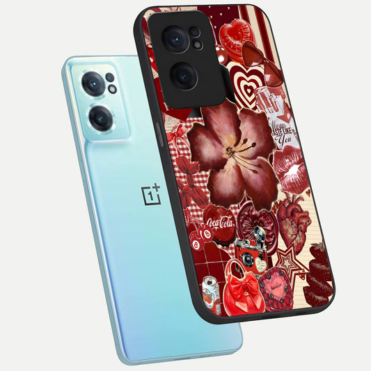 Aesthetic Little Freak phone case For Oneplus Nord CE2 showing premium glass back cover with detailed artwork