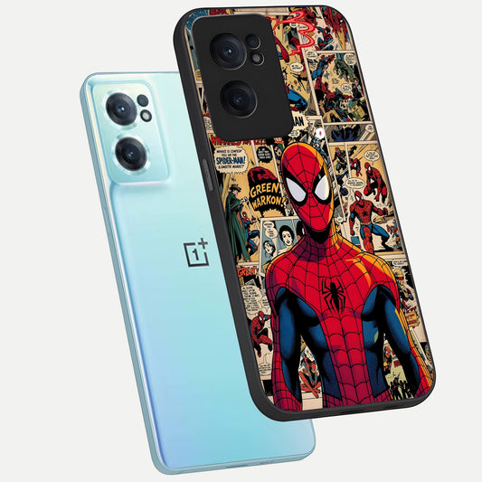 Aesthetic Spider phone case For Oneplus Nord CE2 showing premium glass back cover with detailed artwork