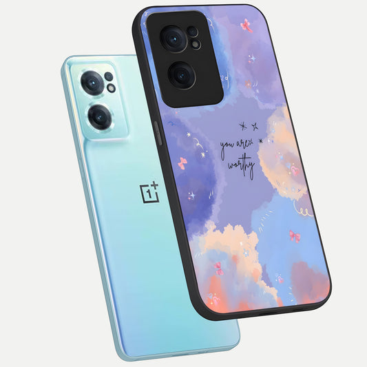 Celestial Cloud Magic phone case For Oneplus Nord CE2 showing premium glass back cover with detailed artwork