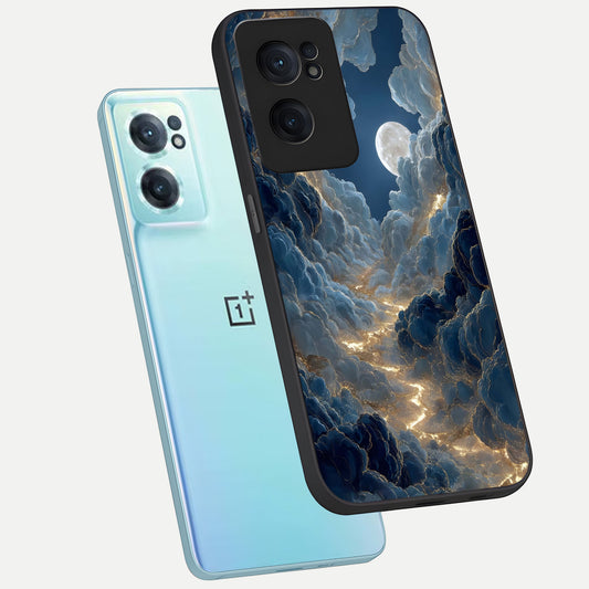 Celestial Cloud Road phone case For Oneplus Nord CE2 showing premium glass back cover with detailed artwork
