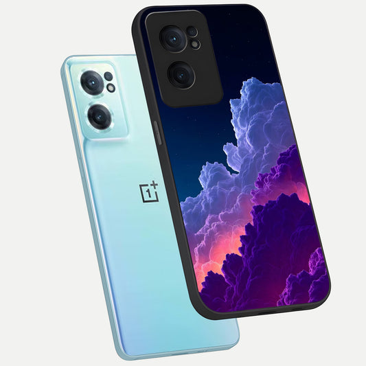Dreamy Cloud Skies phone case For Oneplus Nord CE2 showing premium glass back cover with detailed artwork