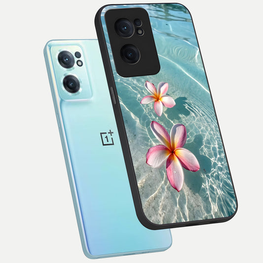 Floating Bloom Bliss phone case For Oneplus Nord CE2 showing premium glass back cover with detailed artwork