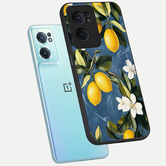 Lemon Dream Garden phone case For Oneplus Nord CE2 showing premium glass back cover with detailed artwork