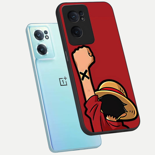 Luffy X Spirit phone case For Oneplus Nord CE2 showing premium glass back cover with detailed artwork