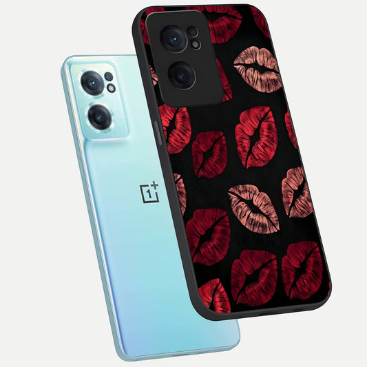 Midnight Kiss Love phone case For Oneplus Nord CE2 showing premium glass back cover with detailed artwork