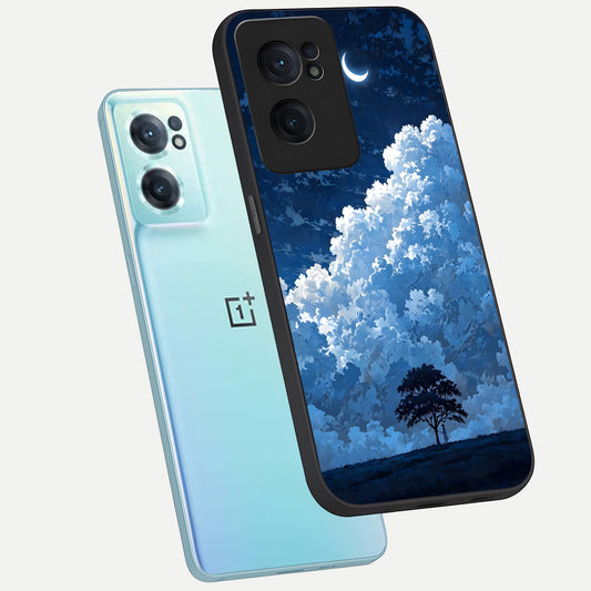 Midnight Sky Serenity phone case For Oneplus Nord CE2 showing premium glass back cover with detailed artwork