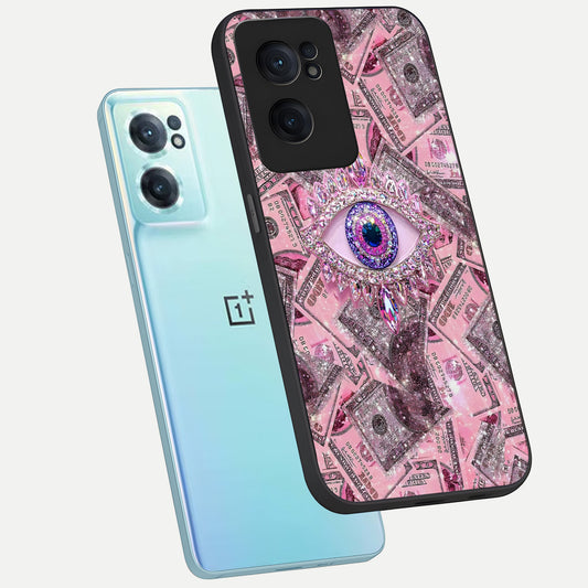 Money Eye Luxe phone case For Oneplus Nord CE2 showing premium glass back cover with detailed artwork